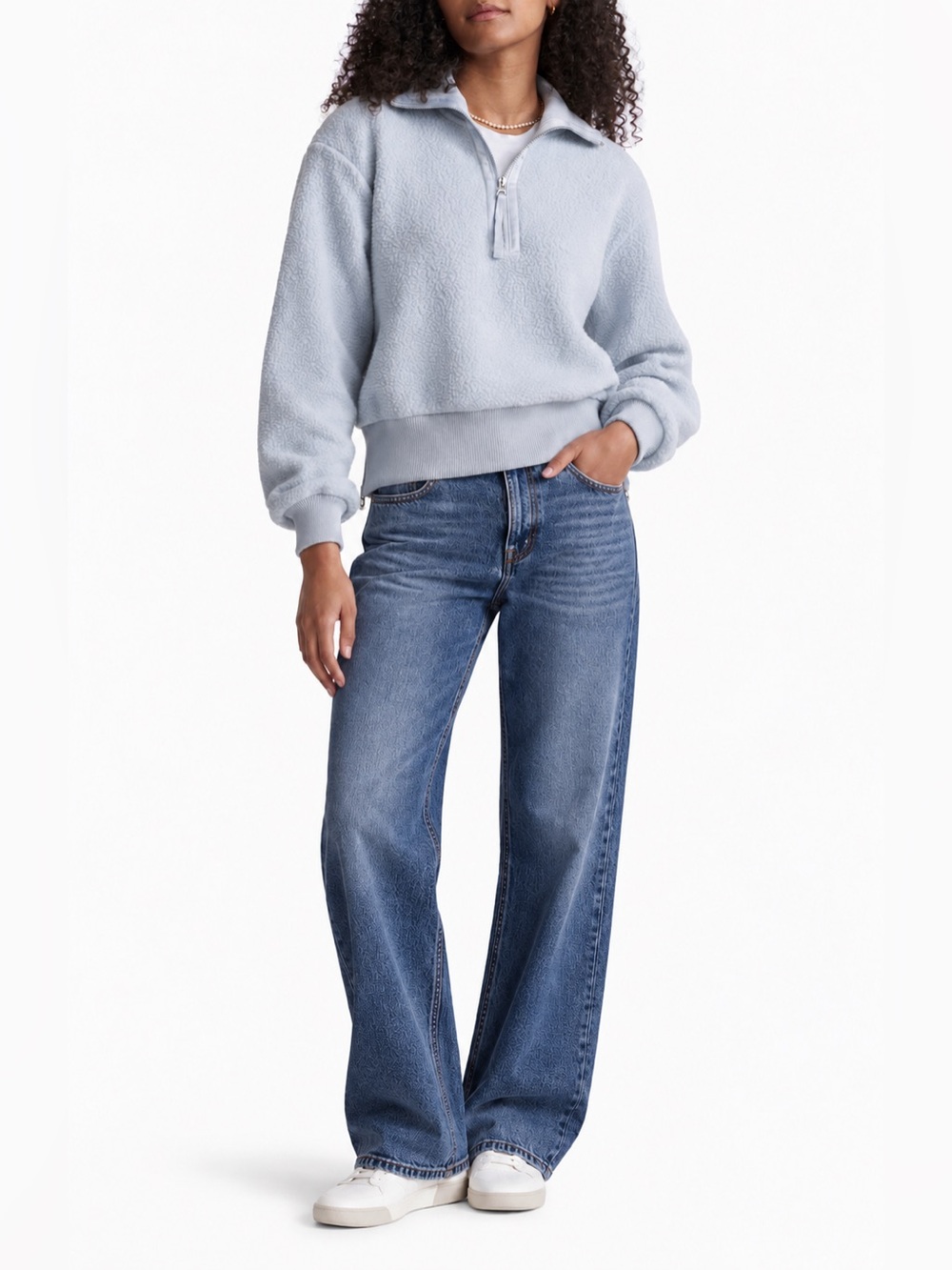 Varley Roselle Half-Zip Pearl Blue Sweatshirt Size: Large